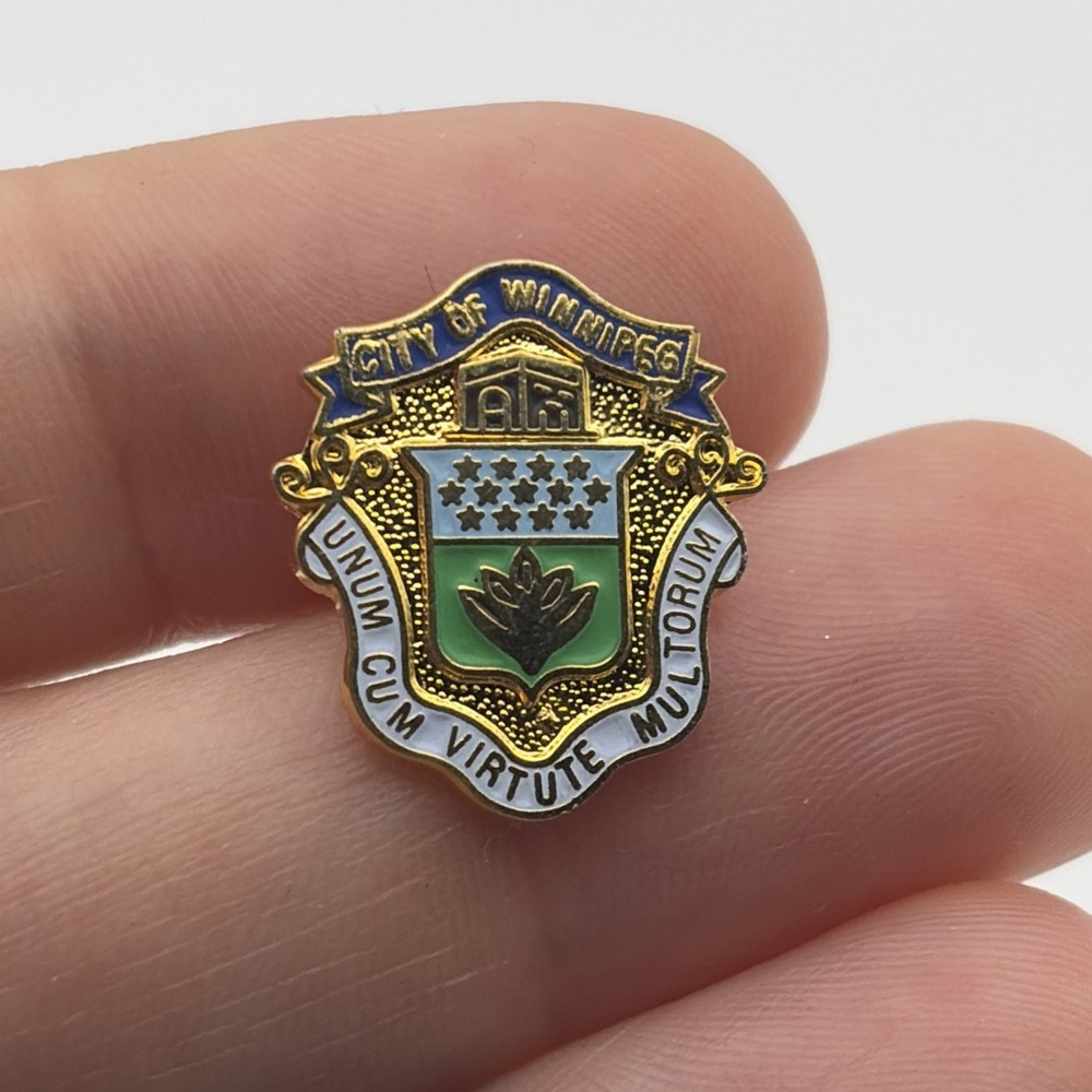 Winnipeg Canada Shield Crest City Motto Lapel Hat Pin